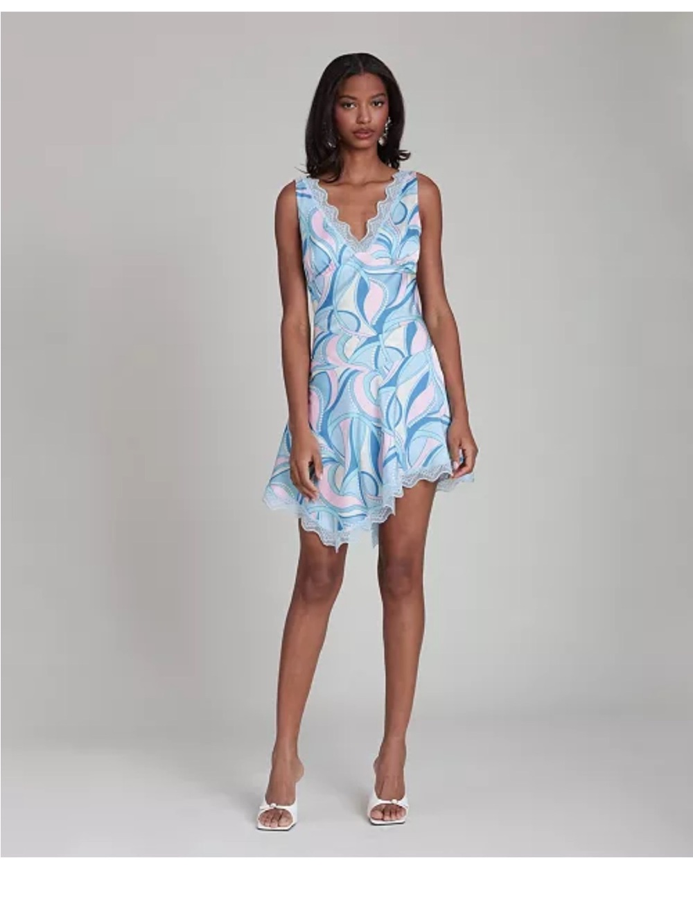 NWT Avec Lec Files Lace Trim Bias Cut Satin Mini Dress MSRP $128